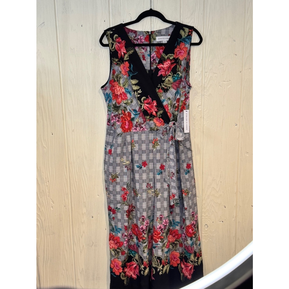 Emma & Michele Floral Jumpsuit - Black and Red